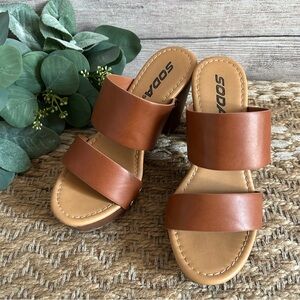 Soda Women's Brown Block Heels